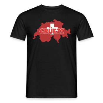 Suisse | Dialecte suisse Grüezi - T-shirt homme - noir - Devant - AI Model Male 178 light (178cm)