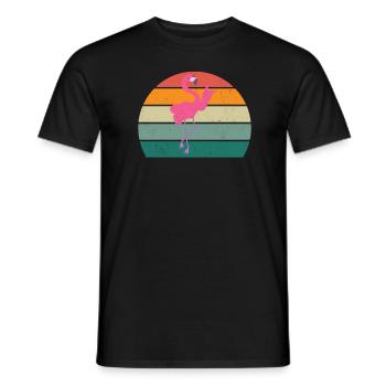 Flamants roses Oiseau rose une patte debout flamant rose - T-shirt homme - noir - Devant - AI Model Male 178 light (178cm)