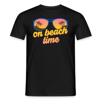 Am Strandzeit Sonnenbrille Strand Sonnenuntergang - Männer T-Shirt - Schwarz - Vorne - AI Model Male 178 light (178cm)