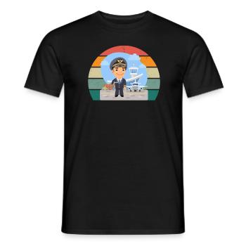 Airplanes Flying Pilot Pilot Airport - Men's T-Shirt - black - Front - AI Model Male 178 light (178cm)