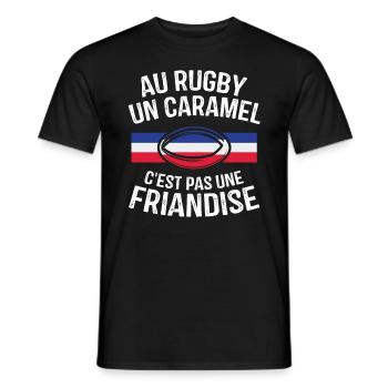Au Rugby Un Caramel C'est Pas Une Friandise - T-shirt homme - noir - Devant - AI Model Male 178 light (178cm)