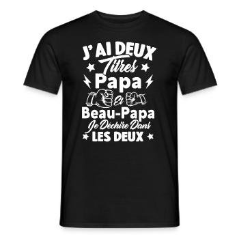 J'ai deux titres papa et beau papa - T-shirt homme - noir - Devant - AI Model Male 178 light (178cm)