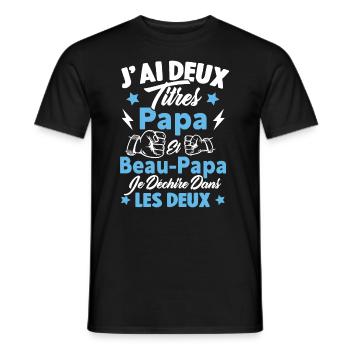 J'ai deux titres papa et beau papa - T-shirt homme - noir - Devant - AI Model Male 178 light (178cm)