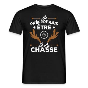 Je préférerais être à la chasse, Cadeau Chasseur - T-shirt homme - noir - Devant - AI Model Male 178 light (178cm)