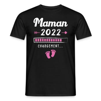 Maman 2022 Chargement, Cadeau future maman - T-shirt homme - noir - Devant - AI Model Male 178 light (178cm)