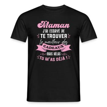 Maman j'ai essayé de te trouver Le meilleur cadeau - T-shirt homme - noir - Devant - AI Model Male 178 light (178cm)