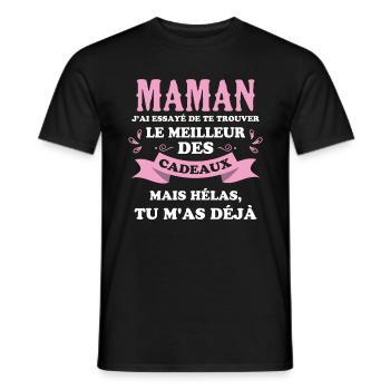 Maman j'ai essayé de te trouver Le meilleur cadeau - T-shirt homme - noir - Devant - AI Model Male 178 light (178cm)