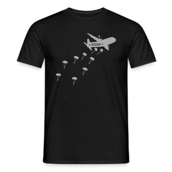Saut d’avion vétéran parachutiste - T-shirt homme - noir - Devant - AI Model Male 178 light (178cm)