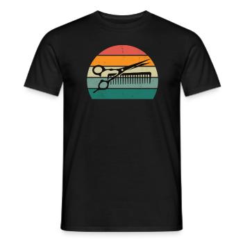 Haare schneiden Friseuse Frisörin Schere Fön Haar - Männer T-Shirt - Schwarz - Vorne - AI Model Male 178 light (178cm)