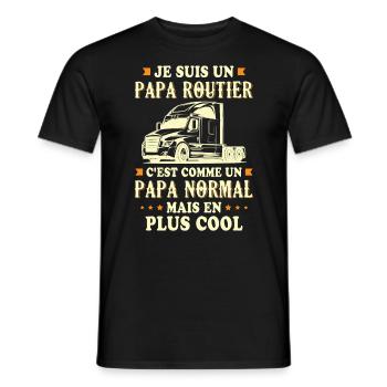 Je suis un papa routier c'est comme un papa - T-shirt homme - noir - Devant - AI Model Male 178 light (178cm)