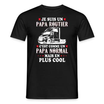 Je Suis Un Papa Routier C'est Comme Un Papa - T-shirt homme - noir - Devant - AI Model Male 178 light (178cm)