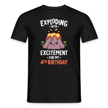 Volcano Geburtstagsparty 4. Geburtstag 4 Jahre alt - Männer T-Shirt - Schwarz - Vorne - AI Model Male 178 light (178cm)