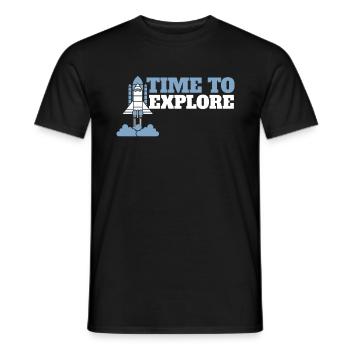 Astronaut Time to Explore Space Universe - Men's T-Shirt - black - Front - AI Model Male 178 light (178cm)