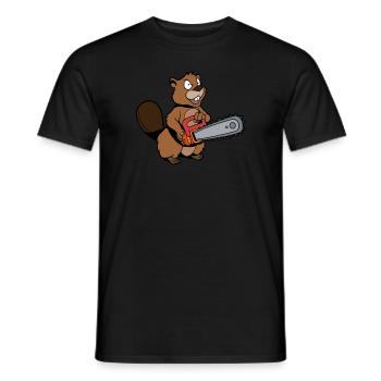 Monster Tiere - Kettensäge Biber - Männer T-Shirt - Schwarz - Vorne - AI Model Male 178 light (178cm)