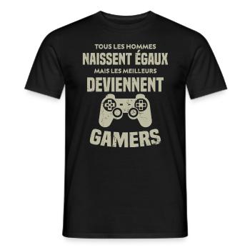 Tous Les Hommes Naissent Égaux - Meilleurs Gamers - T-shirt homme - noir - Devant - AI Model Male 178 light (178cm)