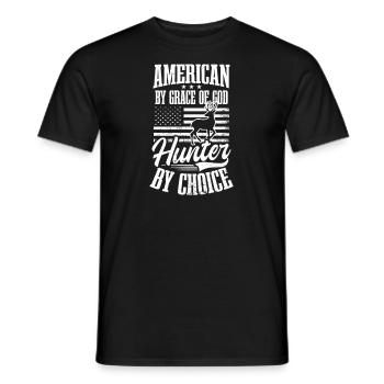 Chasse Drapeau américain American Grace God Hunter - T-shirt homme - noir - Devant - AI Model Male 178 light (178cm)