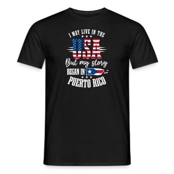 L’histoire traditionnelle portoricaine en direct aux États-Unis a commencé - T-shirt homme - noir - Devant - AI Model Male 178 light (178cm)