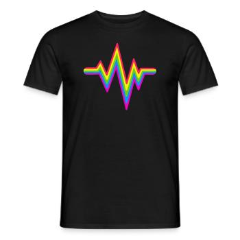 Gay Heartbeat LE DRAPEAU LGBT colore le médecin de la fierté LGBTQ - T-shirt homme - noir - Devant - AI Model Male 178 light (178cm)