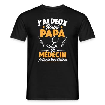 Papa Et Médecin / Cadeau Meilleur Papa Médecin - T-shirt homme - noir - Devant - AI Model Male 178 light (178cm)