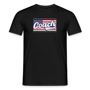 American Flag Coach 4th of July Stars Font - Men's T-Shirt - black - Front - AI Model Male 178 light (178cm)