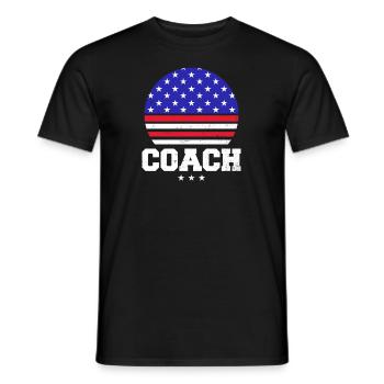 American Flag Coach 4th of July Retro Sunset - Men's T-Shirt - black - Front - AI Model Male 178 light (178cm)