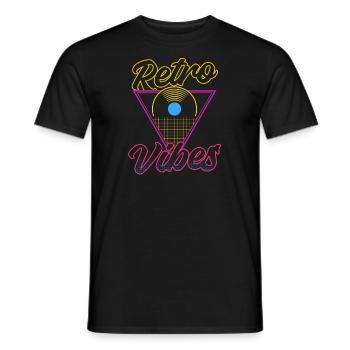 EDM Rave Techno 80s Retro Vibes - Men's T-Shirt - black - Front - AI Model Male 178 light (178cm)