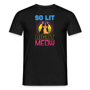 EDM Rave Techno 80s Lit Right Meow - Men's T-Shirt - black - Front - AI Model Male 178 light (178cm)