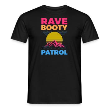 EDM Rave Techno 80s Rave Booty Patrol - Men's T-Shirt - black - Front - AI Model Male 178 light (178cm)