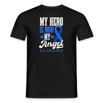 Als Awarenesss Mein Held ist mein Engel - Männer T-Shirt - Schwarz - Vorne - AI Model Male 178 light (178cm)