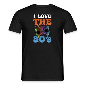 I Love The 90s I Love The 90s Cassette Player - Männer T-Shirt - Schwarz - Vorne - AI Model Male 178 light (178cm)