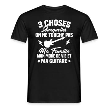 Touche pas ma guitare, Cadeau humour guitariste - T-shirt homme - noir - Devant - AI Model Male 178 light (178cm)
