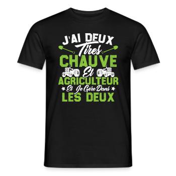 Chauve Agriculteur / Humour Cadeau Agriculture - T-shirt homme - noir - Devant - AI Model Male 178 light (178cm)