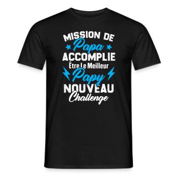 Mission papa accomplie être papy nouveau challenge - T-shirt homme - noir - Devant - AI Model Male 178 light (178cm)