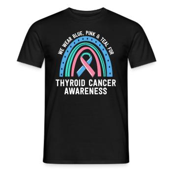Nous portons une sensibilisation au cancer de la thyroïde sarcelle rose bleu - T-shirt homme - noir - Devant - AI Model Male 178 light (178cm)