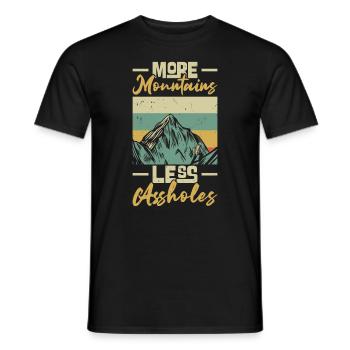 More Mountains Less Assholes Berge Wandern - Männer T-Shirt - Schwarz - Vorne - AI Model Male 178 light (178cm)