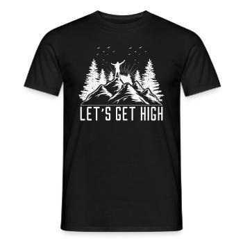 Let's Get High Wandern Berge Wanderer Outdoor Sort - Männer T-Shirt - Schwarz - Vorne - AI Model Male 178 light (178cm)