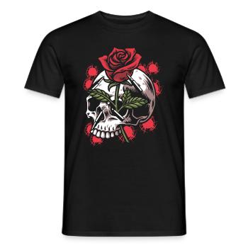 Bullets and Skull Roses Aesthetic Dripping Pattern - Men's T-Shirt - black - Front - AI Model Male 178 light (178cm)
