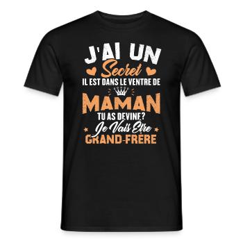 Secret Cadeau Annonce Grossesse Grand-Frère - T-shirt homme - noir - Devant - AI Model Male 178 light (178cm)