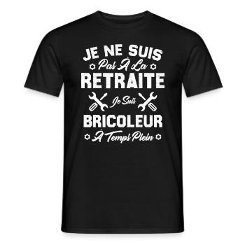 Pas à la retraite je suis bricoleur à temps plein - T-shirt homme - noir - Devant - AI Model Male 178 light (178cm)