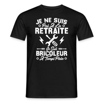 Pas à la retraite je suis bricoleur à temps plein - T-shirt homme - noir - Devant - AI Model Male 178 light (178cm)