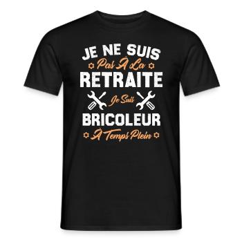Pas à la retraite je suis bricoleur à temps plein - T-shirt homme - noir - Devant - AI Model Male 178 light (178cm)