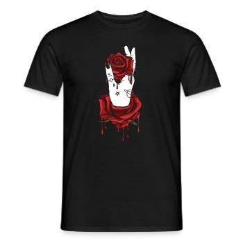 Aesthetic Dark Pattern Hand Bleeding Holding Rose - Men's T-Shirt - black - Front - AI Model Male 178 light (178cm)