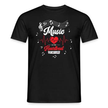 Musik Herzklopfen Musikliebhaber Leben Lieder - Männer T-Shirt - Schwarz - Vorne - AI Model Male 178 light (178cm)