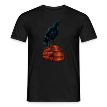 Rabe auf Büchern - Dark Academia - Männer T-Shirt - Schwarz - Vorne - AI Model Male 178 light (178cm)