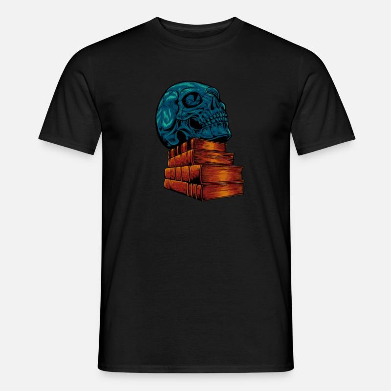 Schädel auf Büchern - Dark Academia - Männer T-Shirt - Schwarz