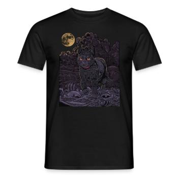 Gothic Cat - Black Cat in the Cemetery - Men's T-Shirt - black - Front - AI Model Male 178 light (178cm)