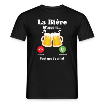 La Bière m'appelle - T-shirt homme - noir - Devant - AI Model Male 178 light (178cm)