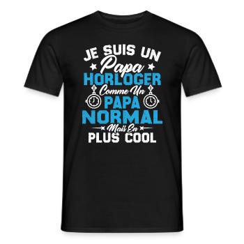 Je Suis Un Papa Horloger Comme Un Papa Normal - T-shirt homme - noir - Devant - AI Model Male 178 light (178cm)
