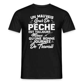 Un mauvais jour de Pêche est toujours mieux - T-shirt homme - noir - Devant - AI Model Male 178 light (178cm)