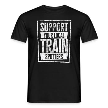 Train Trainspotter Locomotive Hobby Trainspotting - Men's T-Shirt - black - Front - AI Model Male 178 light (178cm)